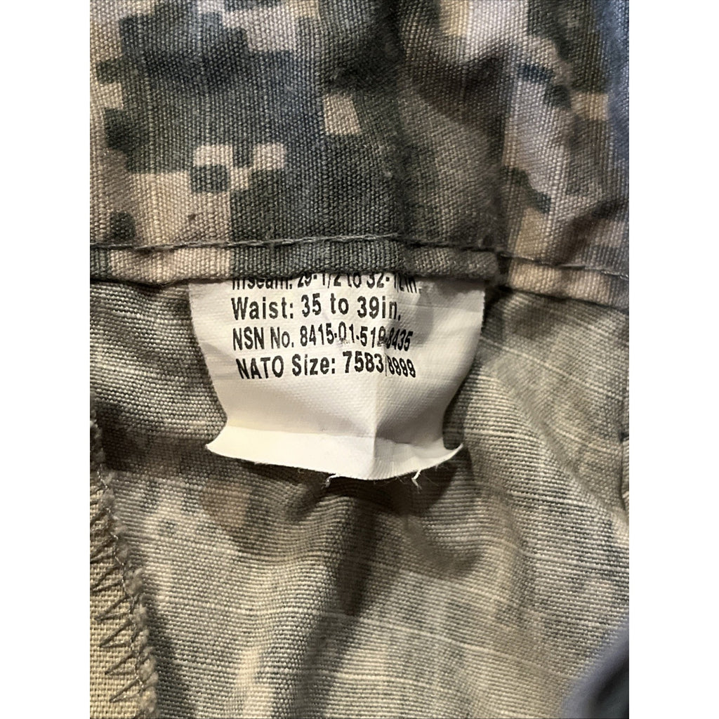 US Army Pants Trousers Large X-Long USGI Digital Camo Cotton/Nylon Ripstop 36x31