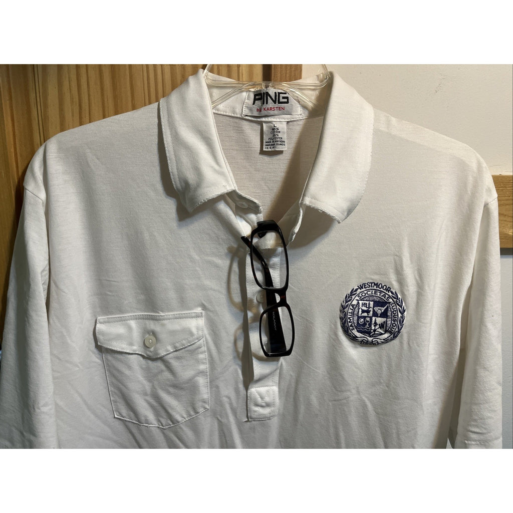 Karsten Ping vintage golf shirt Mens Large Cotton Polyester Polo Made In USA