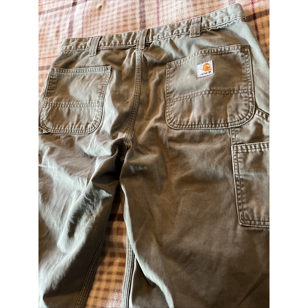 Carhartt Pants Mens 35x32 Fit Gray Canvas Carpenter Relaxed Fit Workwear Travel