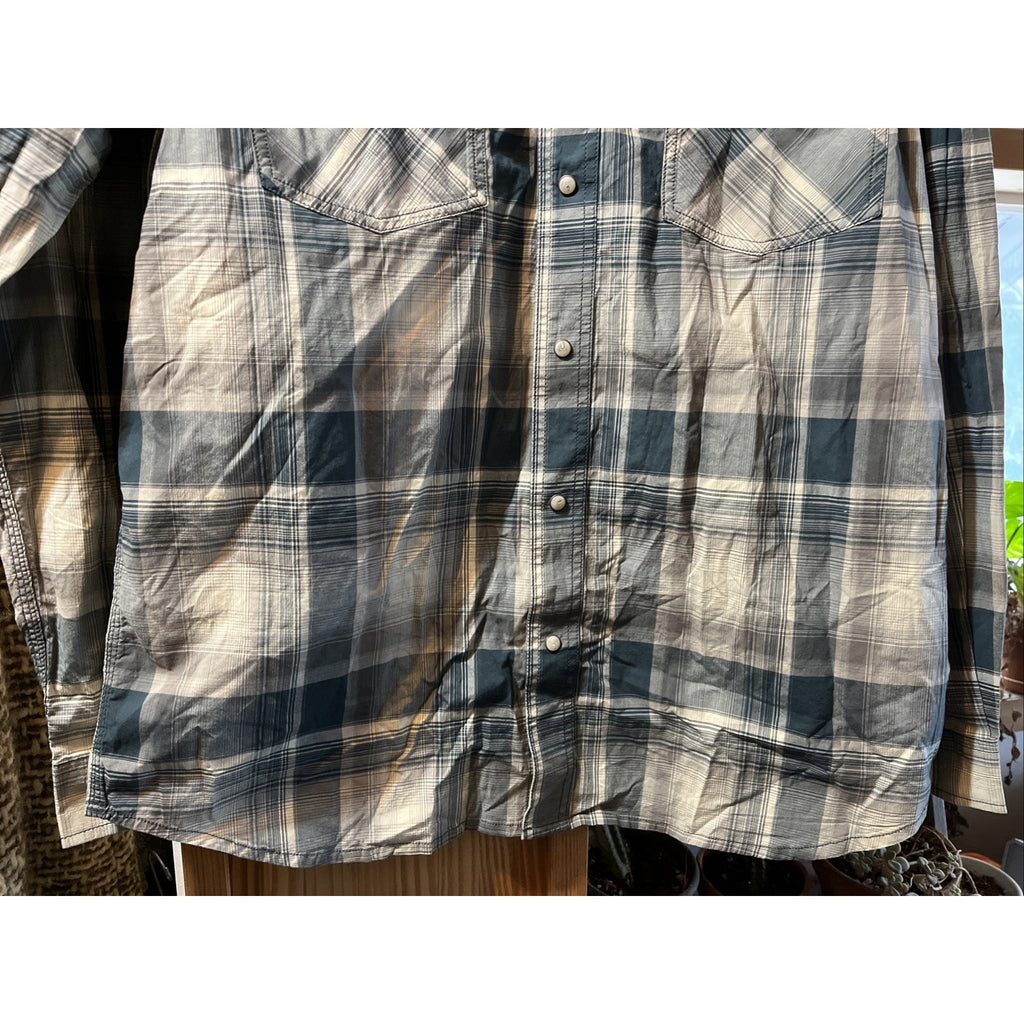 Carhartt Shirt Men L Blue Plaid Outdoor Relaxed Fit Snap Button Workwear Western