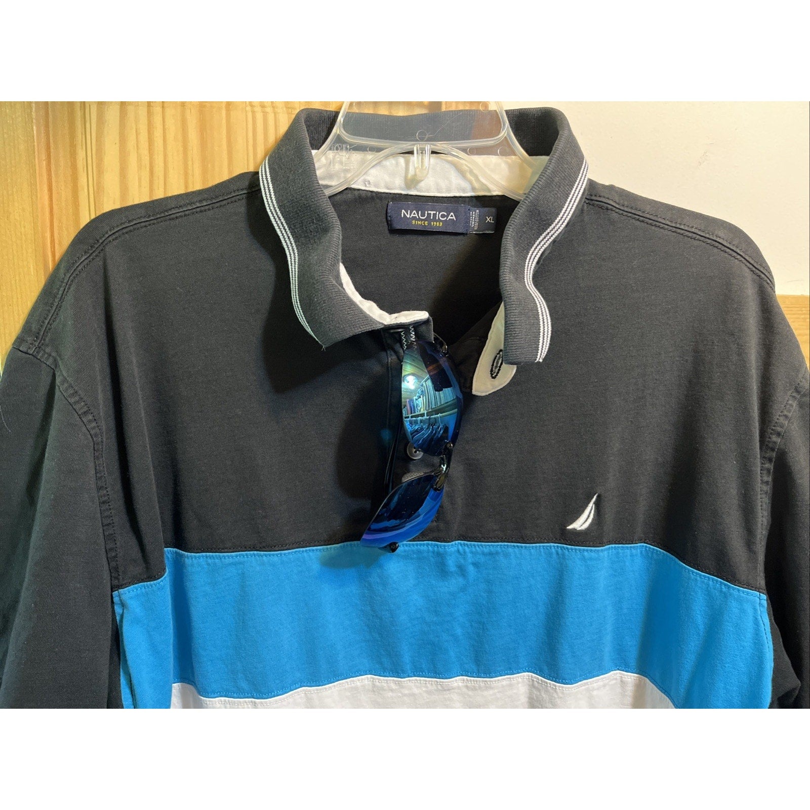 Vintage Nautica Polo Shirt Men’s Size XL Short Sleeve Colorblock Golf 1/4 Button
