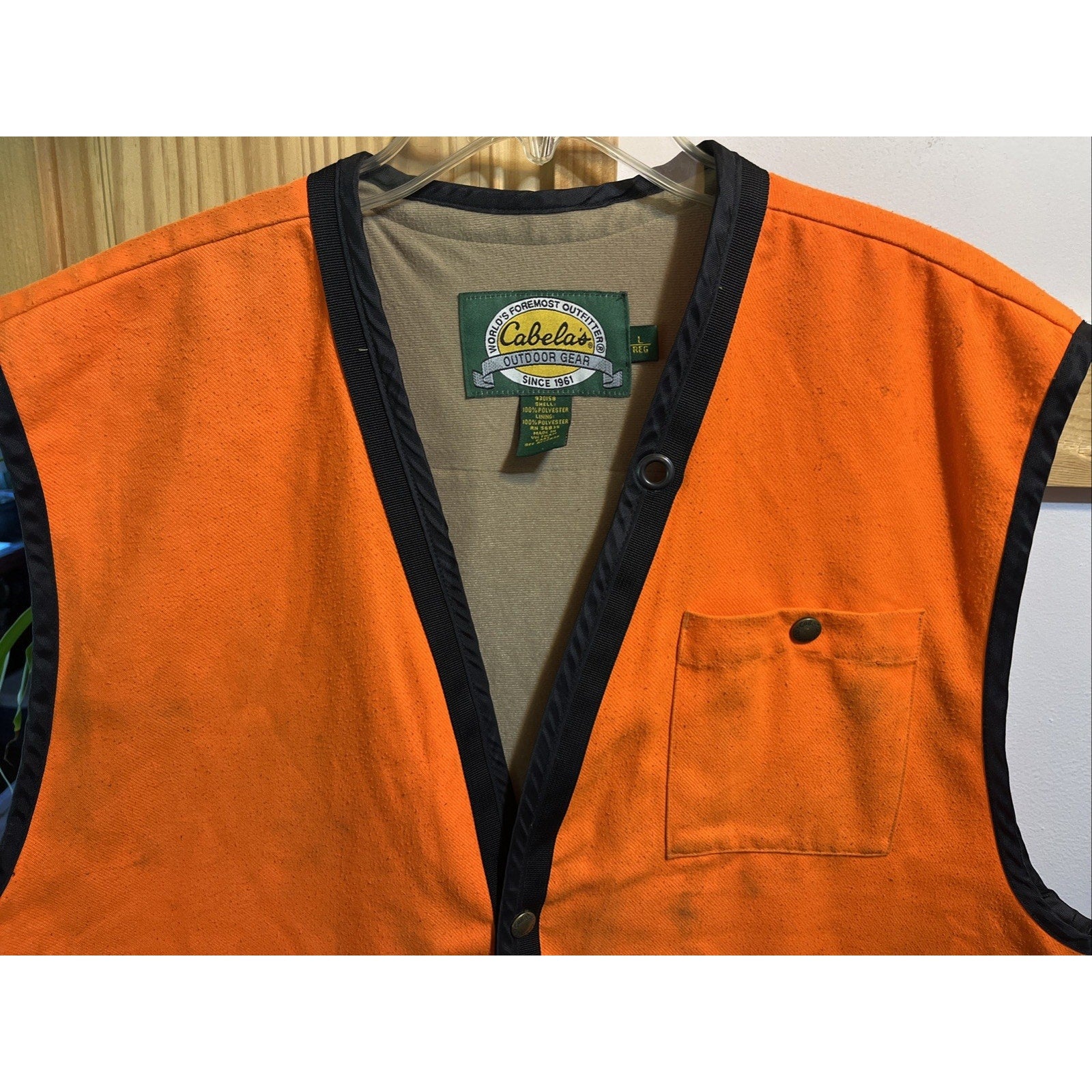 Vintage Cabela’s Hunting Vest Adult Mens Large Orange Bird Pouch Pockets Cabela