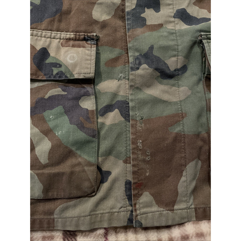 VTG US Military Jacket Mens Medium Green Woodland Camo Army Surplus Field Jacket