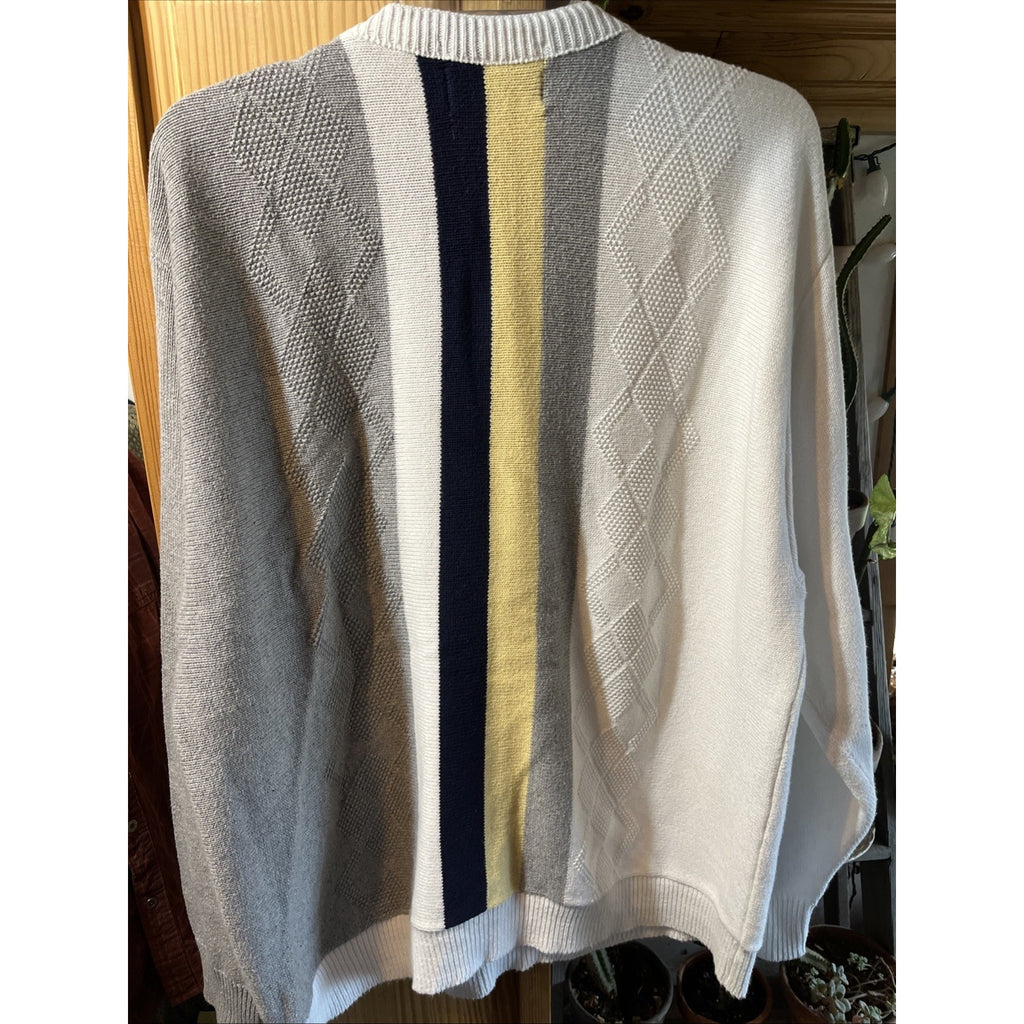 Vintage 90s Carmel Golf Embroidered Pullover Knit Sweater Size XL Gray White USA