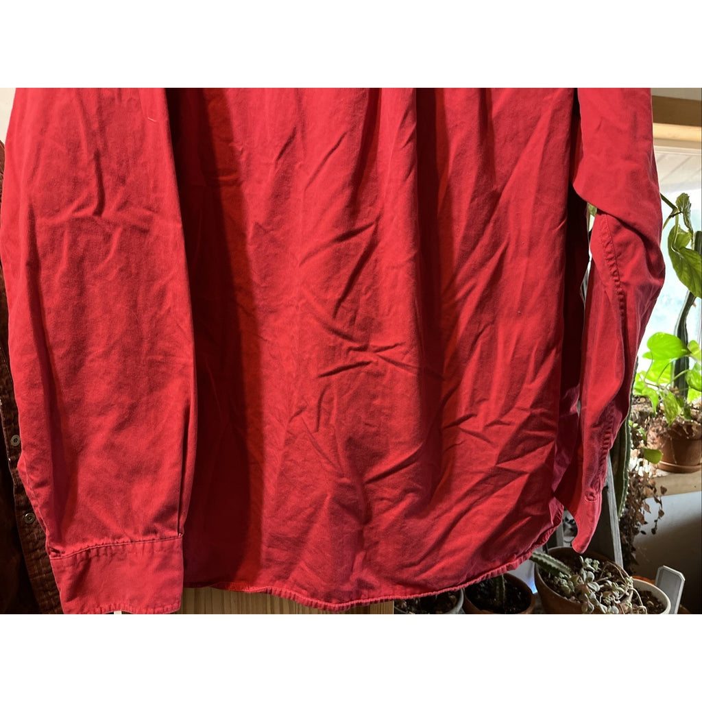Eddie Bauer Shirt Mens XLT Red Canvas Long Sleeve Button Down Outdoor Casual