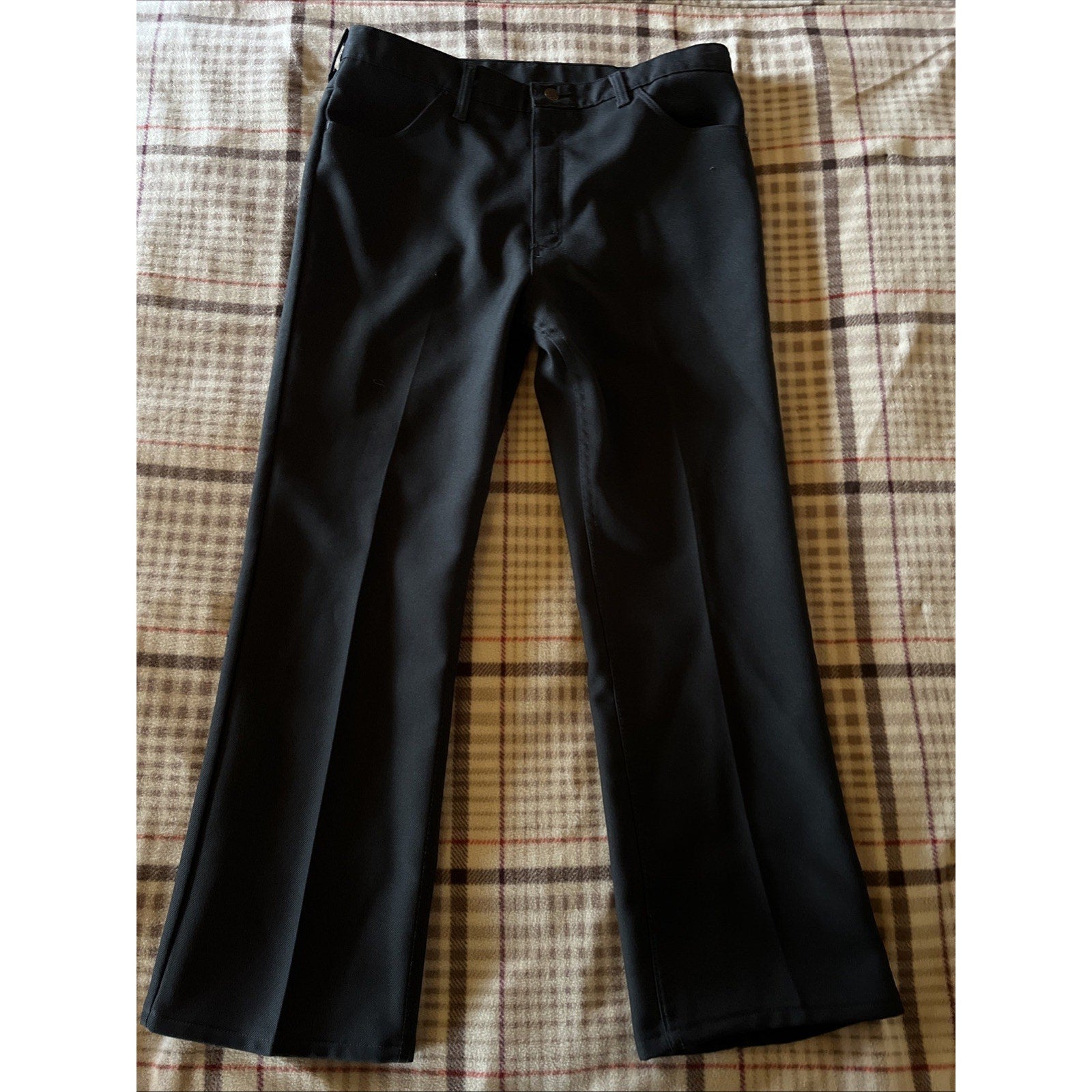 Vintage Wrangler Mens 38x30 Pants USA union Workwear Sanforized Polyester Black
