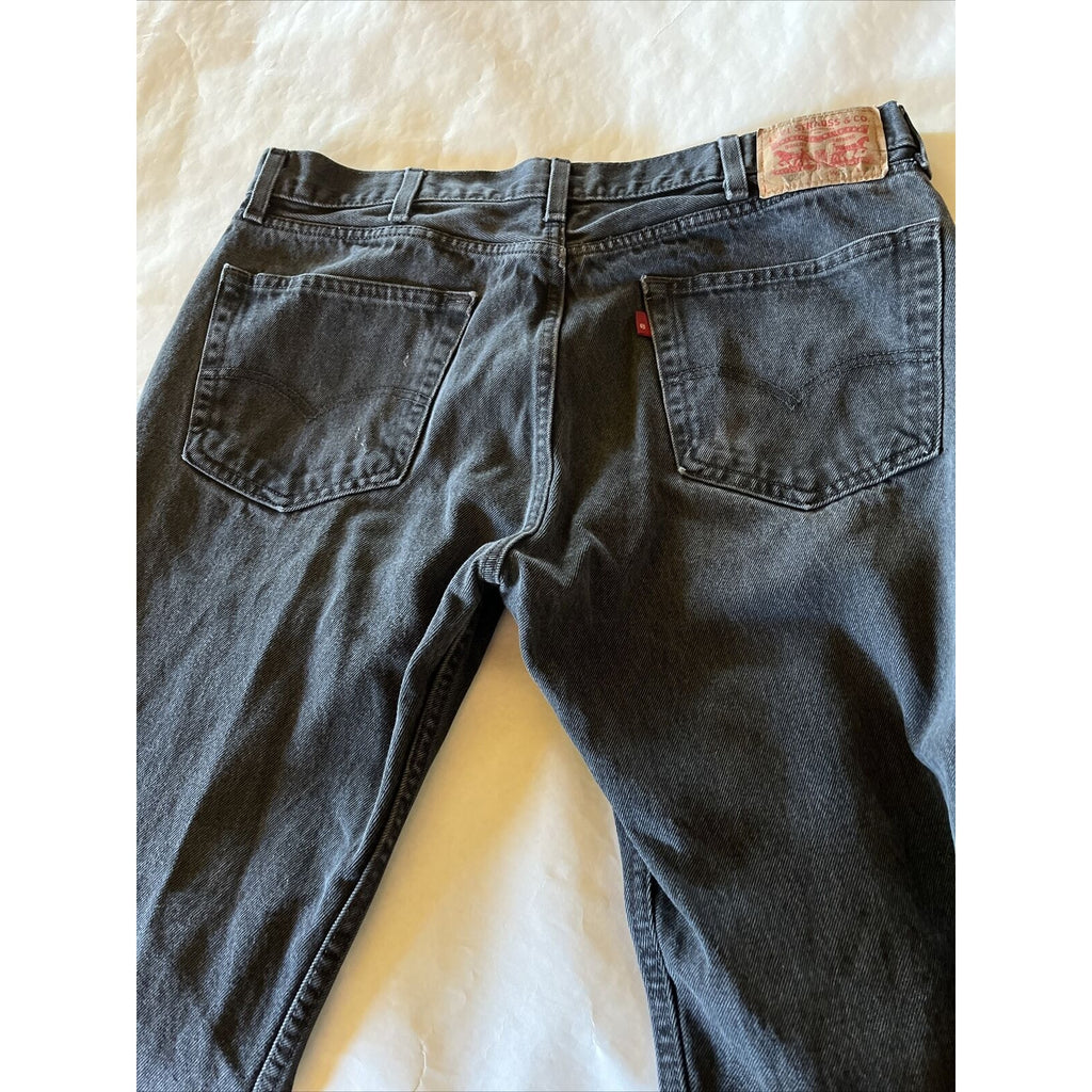 Levis Jeans Mens 33x28 Dark Gray 505 Reg Straight Leg Denim Cotton Workwear EUC