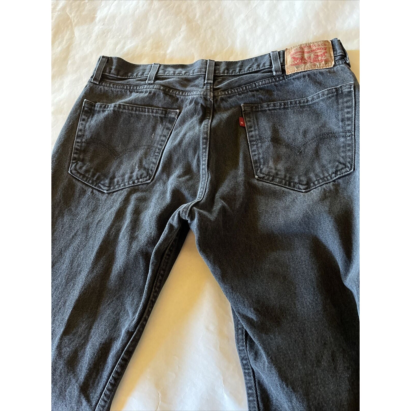 Levis Jeans Mens 33x28 Dark Gray 505 Reg Straight Leg Denim Cotton Workwear EUC
