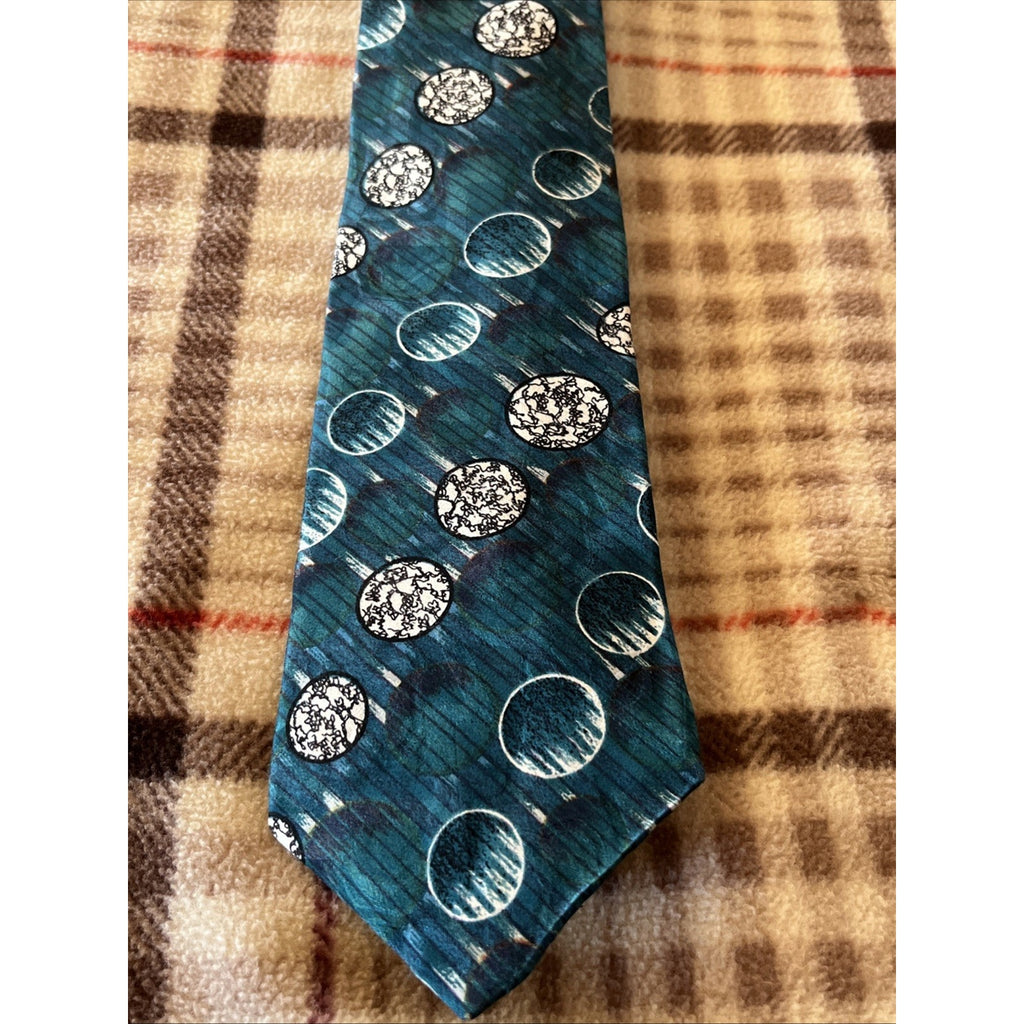 Club International By Par Tip Top Tie Vtg 100% Silk Canadian Fabric Blue Moon