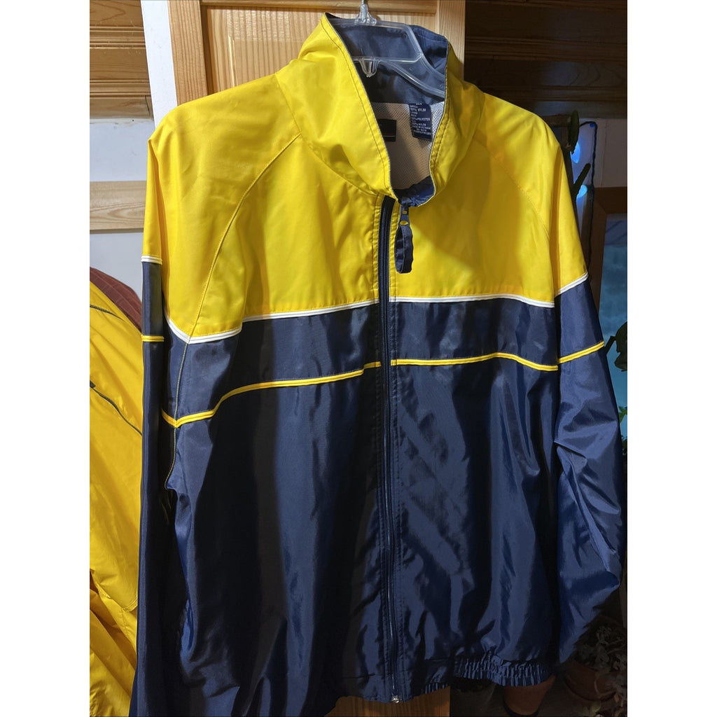 Vintage SRT Full Zip Windbreaker Jacket Shell Mens Navy Blue Yellow LS XLT