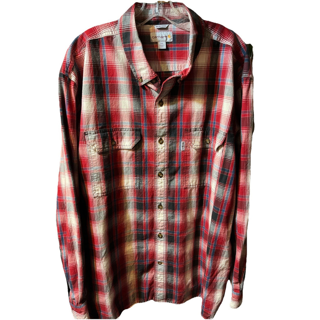 Carhartt Shirt Mens XXL Red Plaid Outdoor Relaxed Fit Button Workwear Western