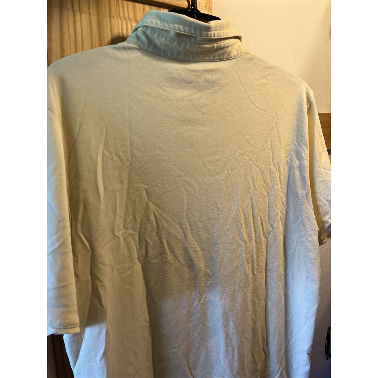 Travis Mathew Shirt Mens M Short Sleeve Button Polo Solid Yellow Rainmaker Logo