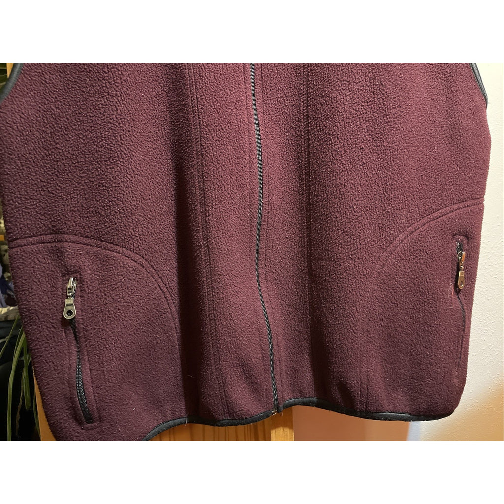 Champion Men’s Large Burgundy Red Fleece Vest Polyester Full Zip Outdoor Travel