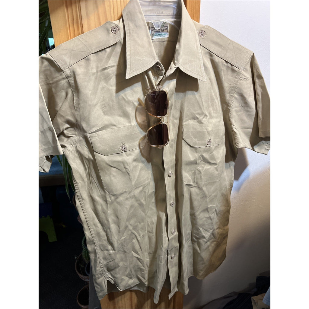 Vintage 50s BURTON'S POPLIN CONQUEROR SS SHIRT, GUSSETS, SANFORIZED, UNION S / M