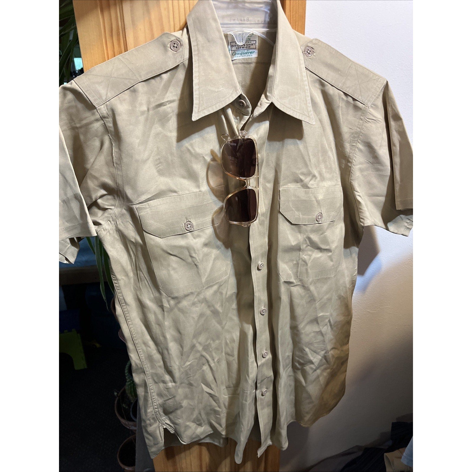 Vintage 50s BURTON'S POPLIN CONQUEROR SS SHIRT, GUSSETS, SANFORIZED, UNION S / M