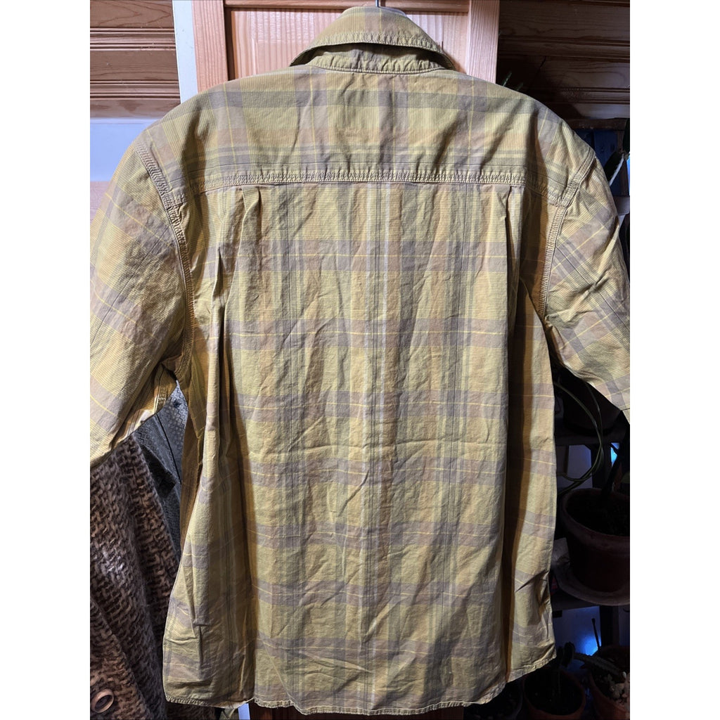 Carhartt Shirt Mens Medium Green Plaid Rugged Flex Short Sleeve Button Front