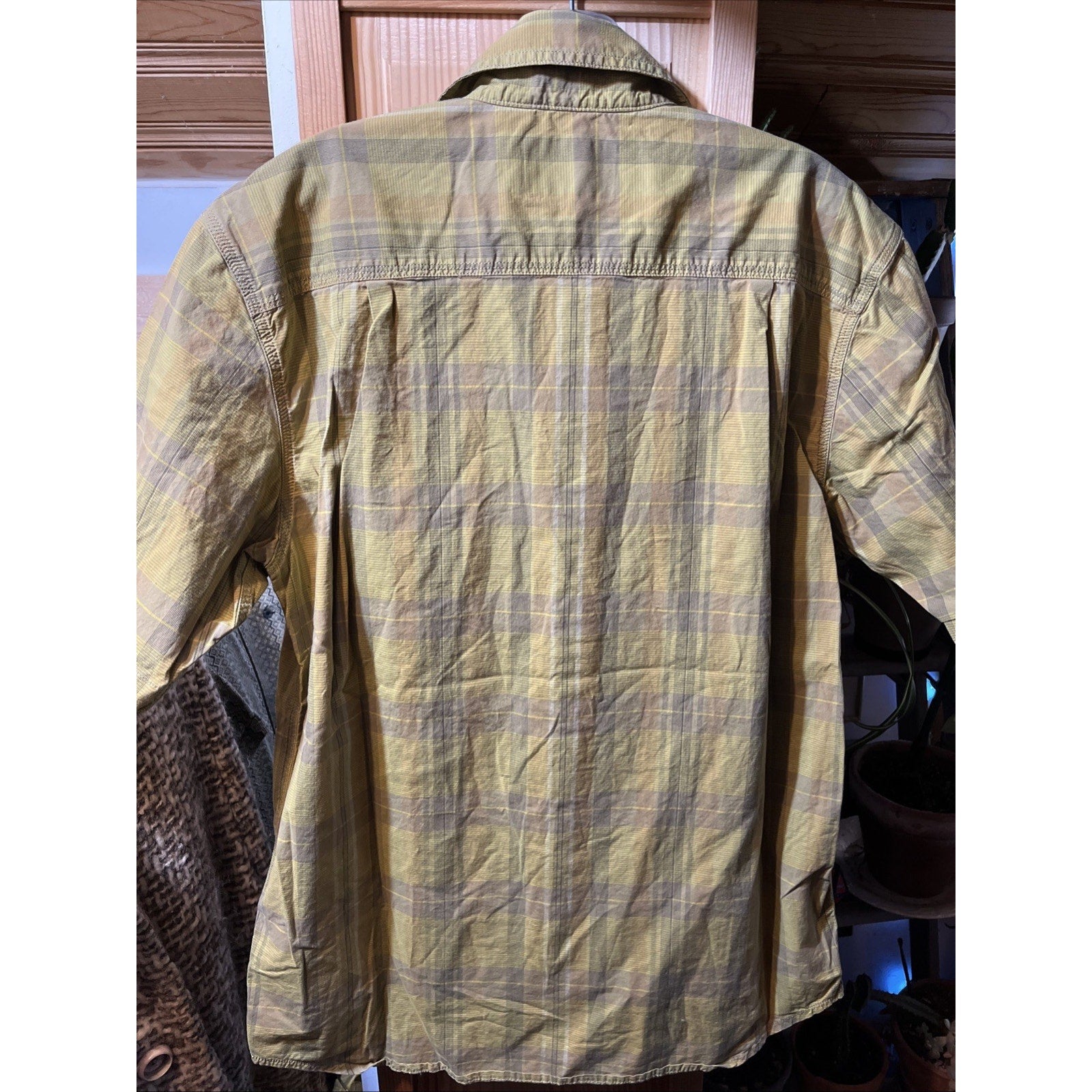 Carhartt Shirt Mens Medium Green Plaid Rugged Flex Short Sleeve Button Front