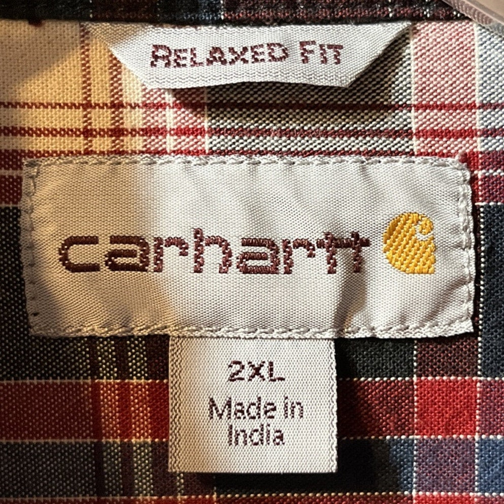 Carhartt Shirt Mens XXL Red Plaid Outdoor Relaxed Fit Button Workwear Western