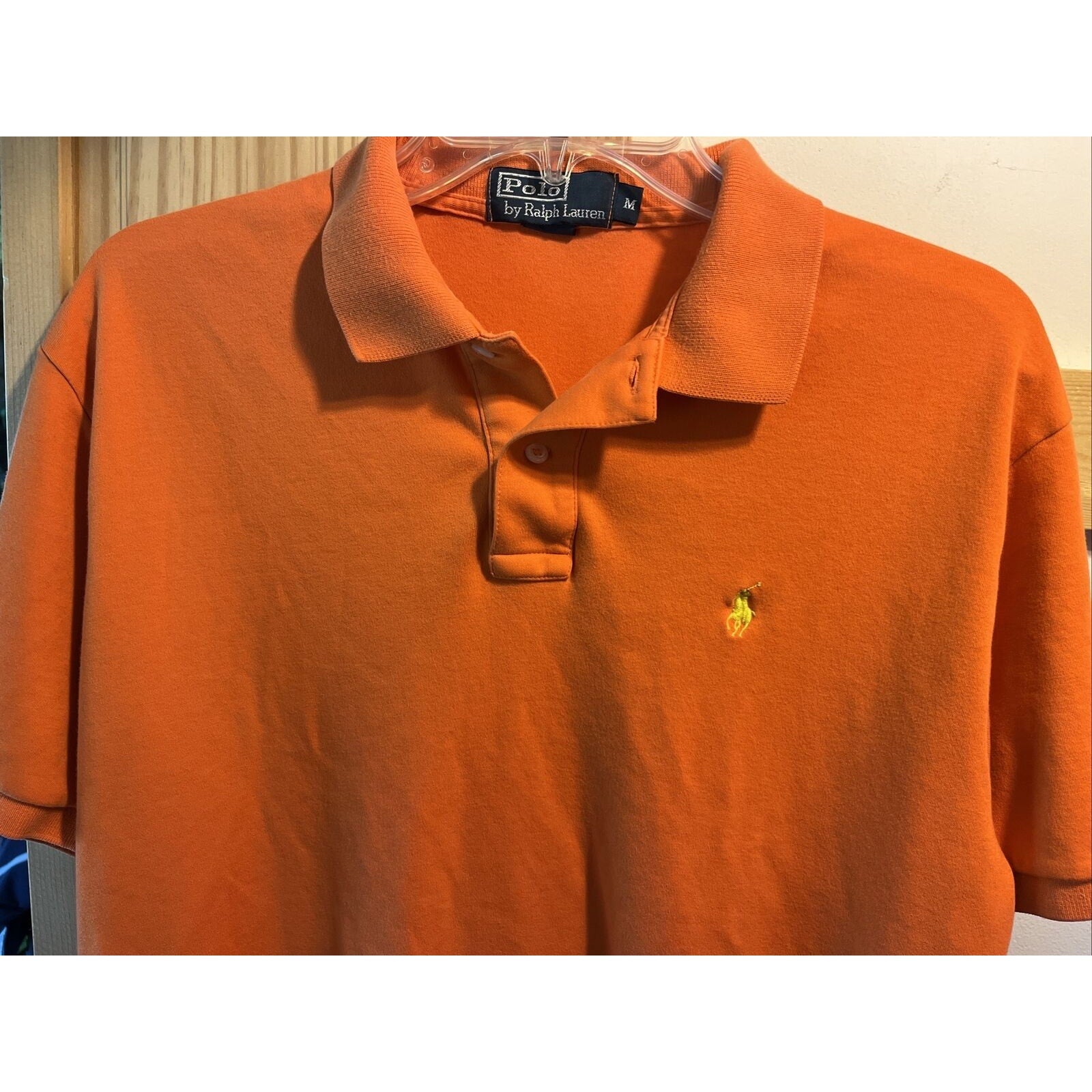 Polo Ralph Lauren Men’s M Orange Short Sleeve 1/4 Button Cotton Polo Shirt