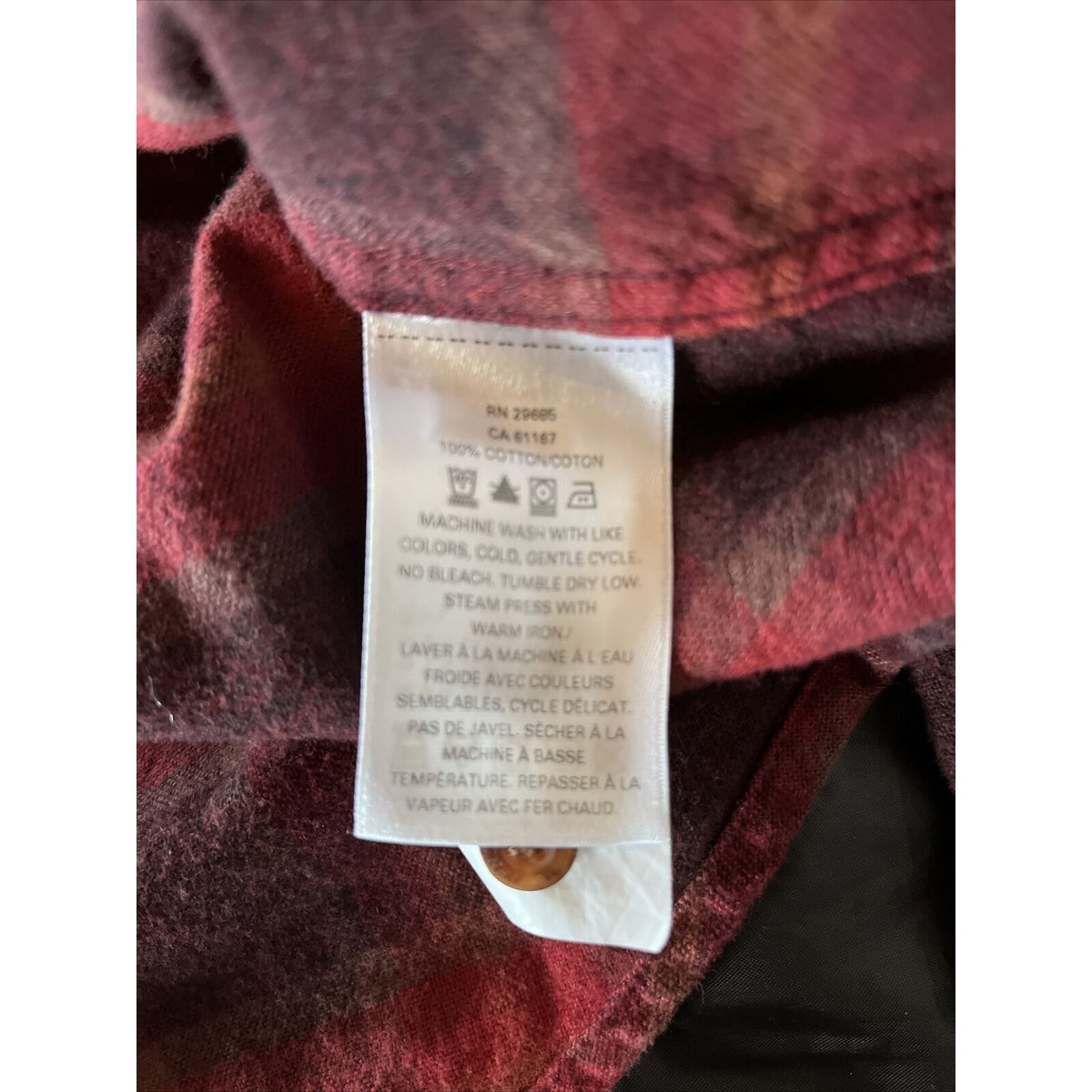 Pendleton mason men’s M red plaid long sleeve button down cotton flannel shirt