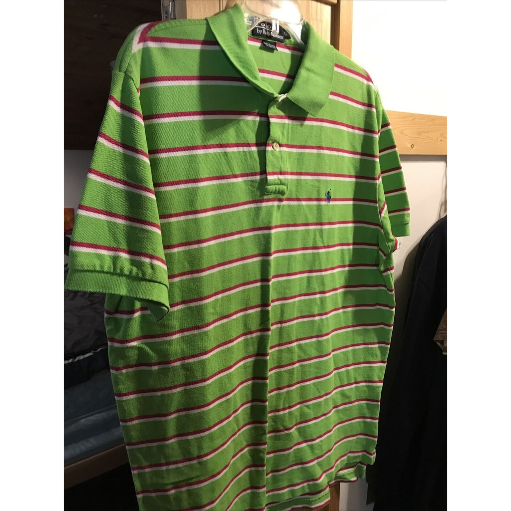 Ralph Lauren Polo Men L Green Short Sleeve 1/4 Button Pullover Cotton Polo Shirt