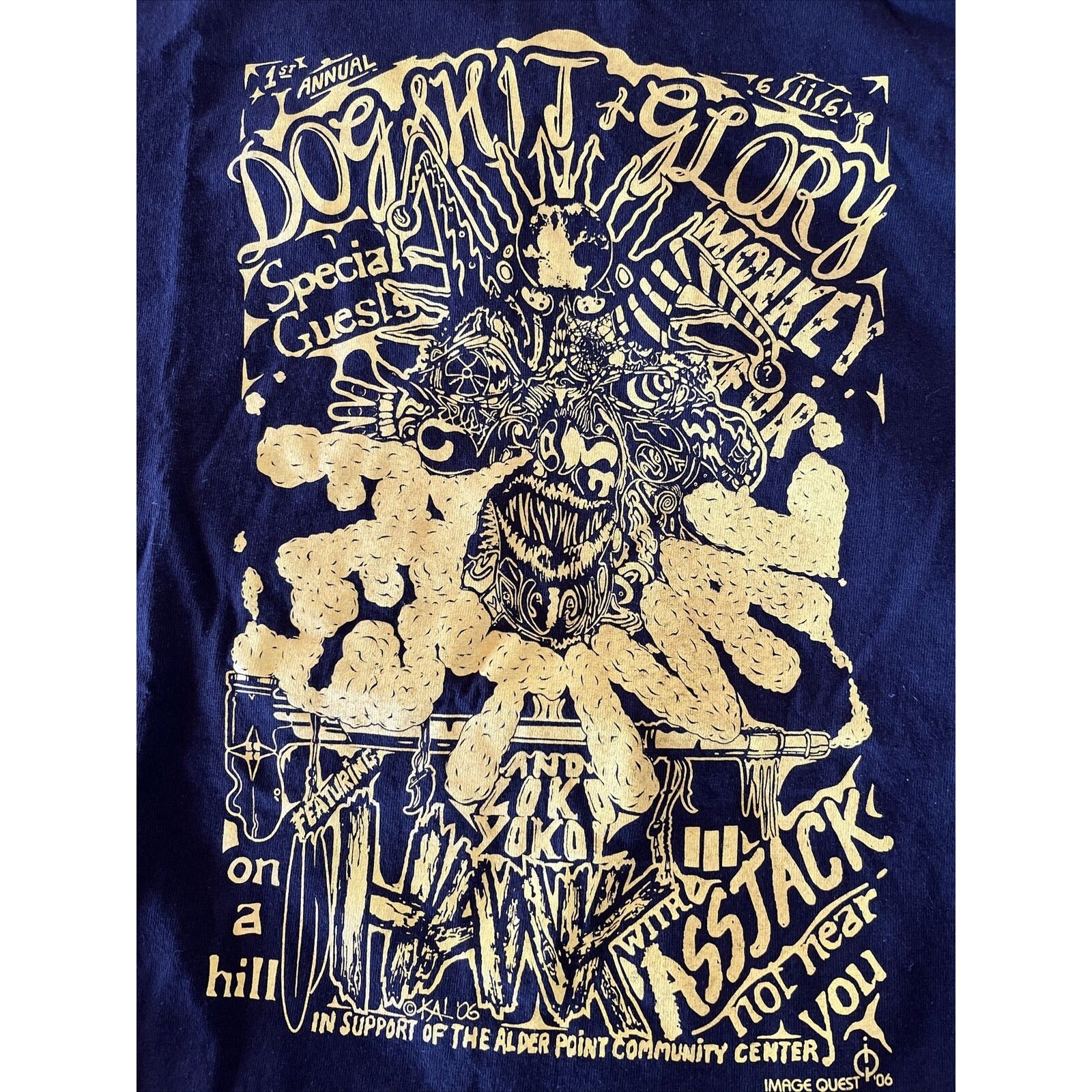 Dogsh*t & Glory Festival Unisex L Brown HANK III Monkey Fur 2006 Concert T-Shirt