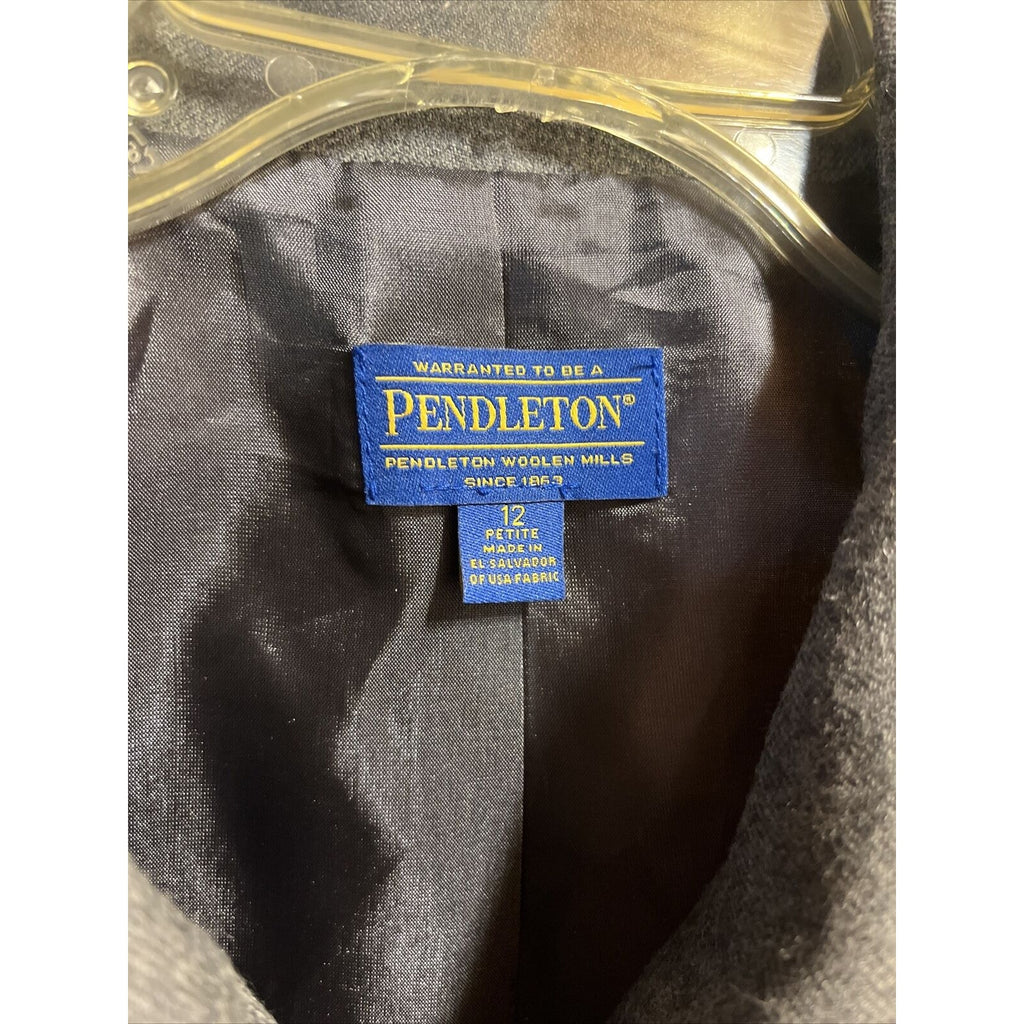 Pendleton Women’s 12 Petite Brown Virgin Wool Long Sleeve Full Zip Blazer Jacket