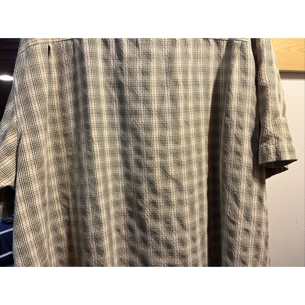 Columbia Sportswear Men’s XXL Beige Check Short Sleeve Button Down Cotton Shirt
