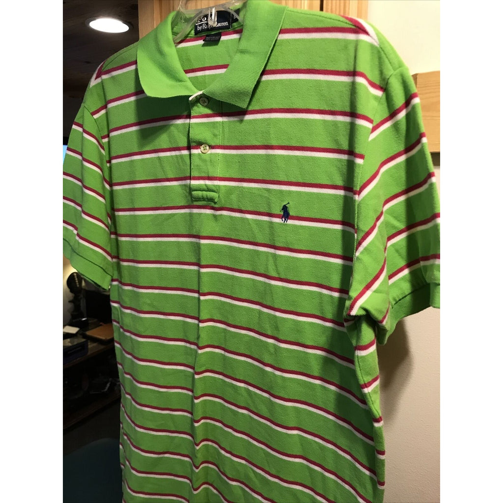 Ralph Lauren Polo Men L Green Short Sleeve 1/4 Button Pullover Cotton Polo Shirt