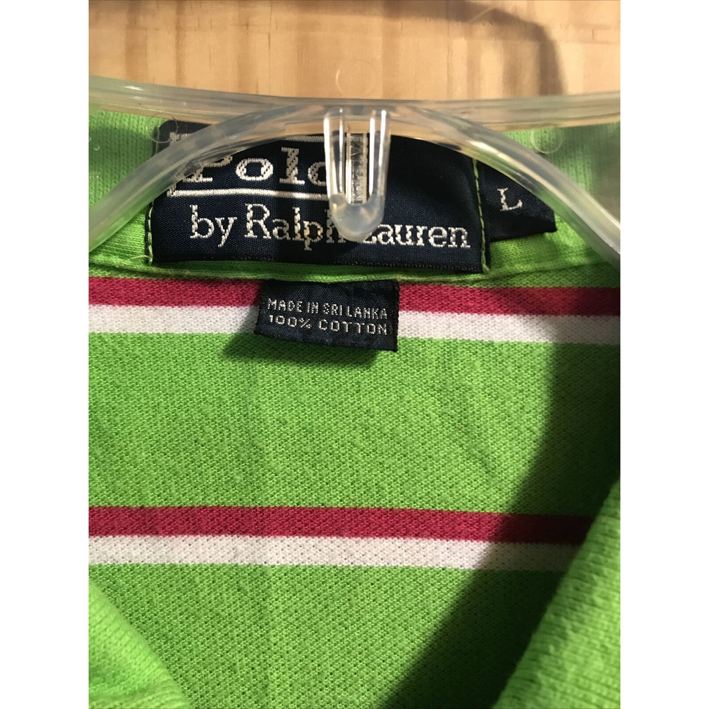 Ralph Lauren Polo Men L Green Short Sleeve 1/4 Button Pullover Cotton Polo Shirt