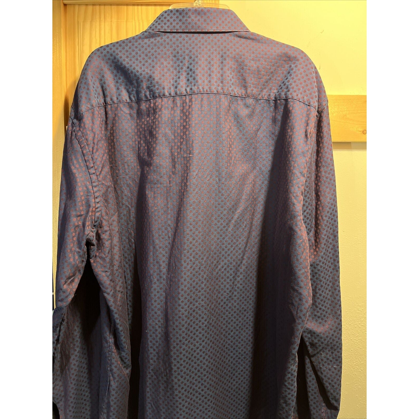 Bugatchi Uomo Men’s L Purple Geometric Dot Long Sleeve Button Down Cotton Shirt