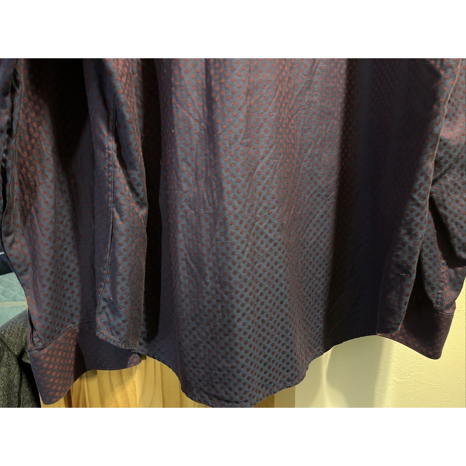 Bugatchi Uomo Men’s L Purple Geometric Dot Long Sleeve Button Down Cotton Shirt