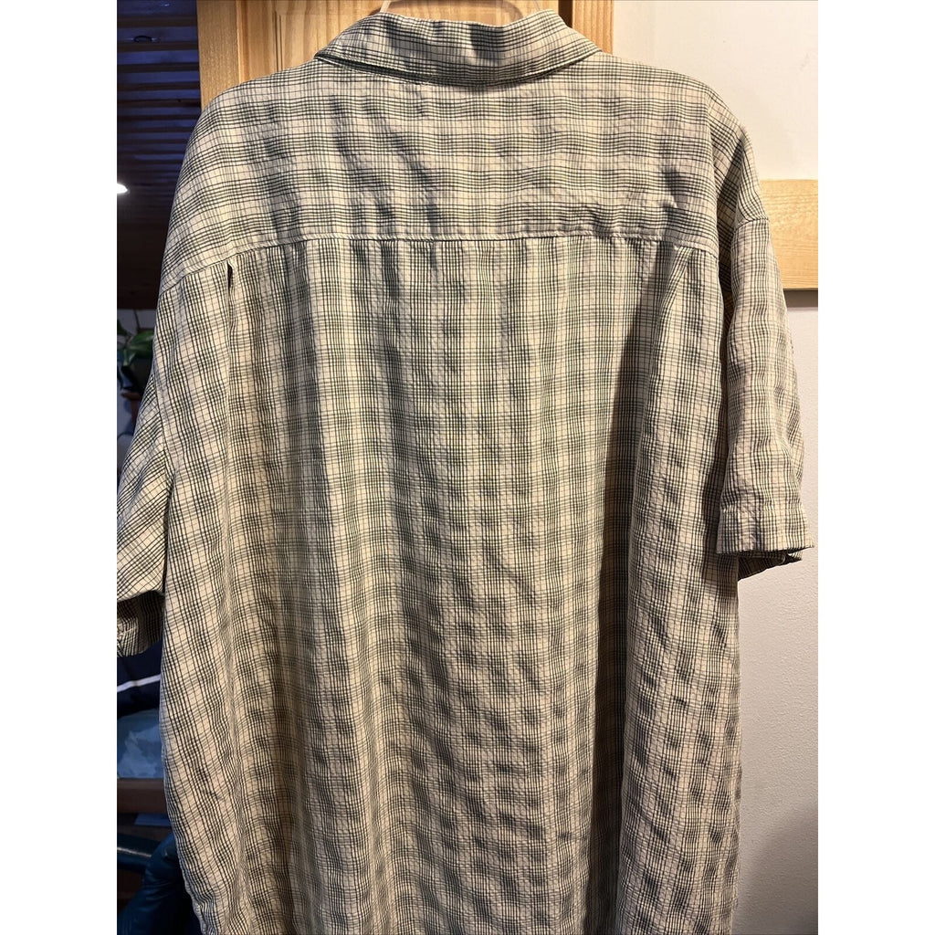 Columbia Sportswear Men’s XXL Beige Check Short Sleeve Button Down Cotton Shirt