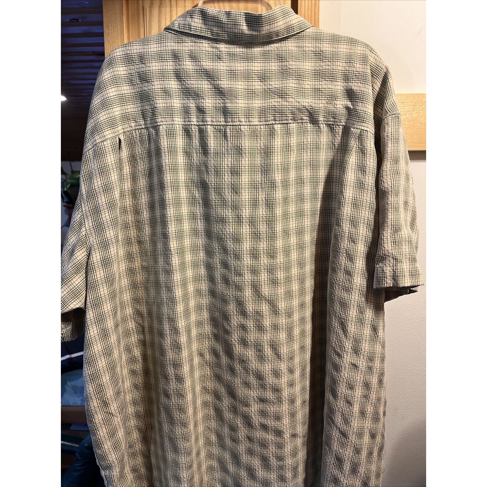 Columbia Sportswear Men’s XXL Beige Check Short Sleeve Button Down Cotton Shirt