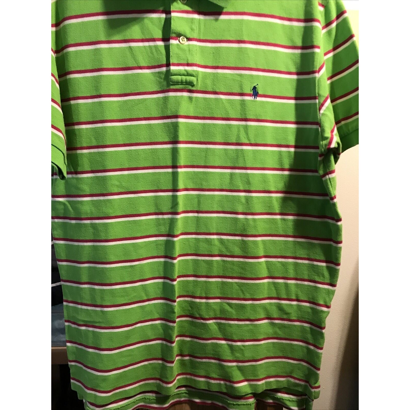 Ralph Lauren Polo Men L Green Short Sleeve 1/4 Button Pullover Cotton Polo Shirt