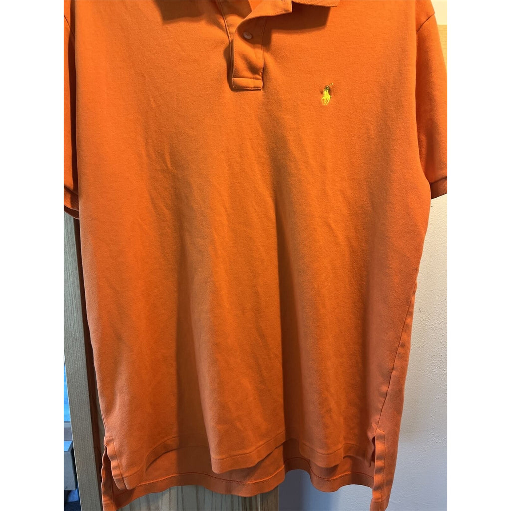 Polo Ralph Lauren Men’s M Orange Short Sleeve 1/4 Button Cotton Polo Shirt