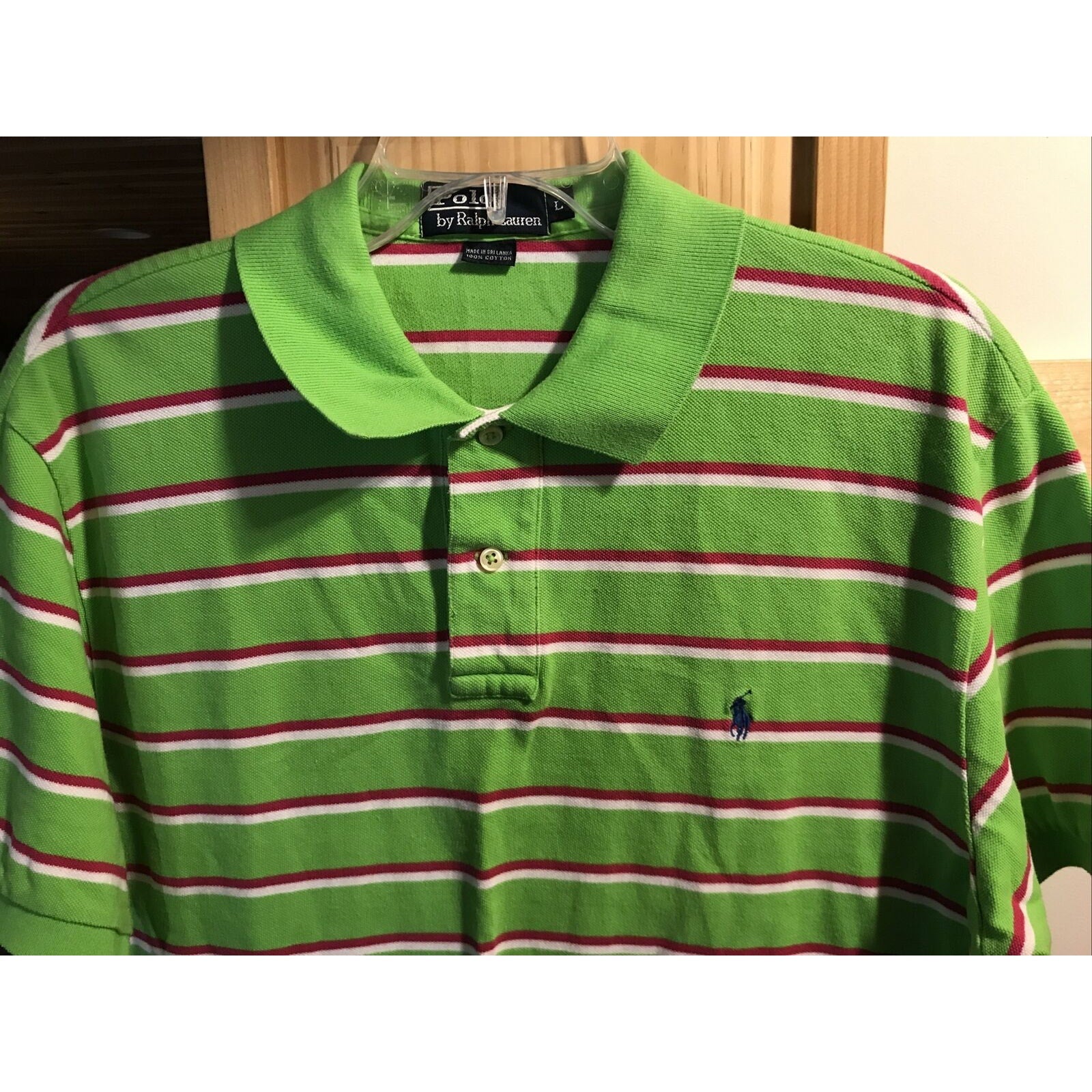 Ralph Lauren Polo Men L Green Short Sleeve 1/4 Button Pullover Cotton Polo Shirt