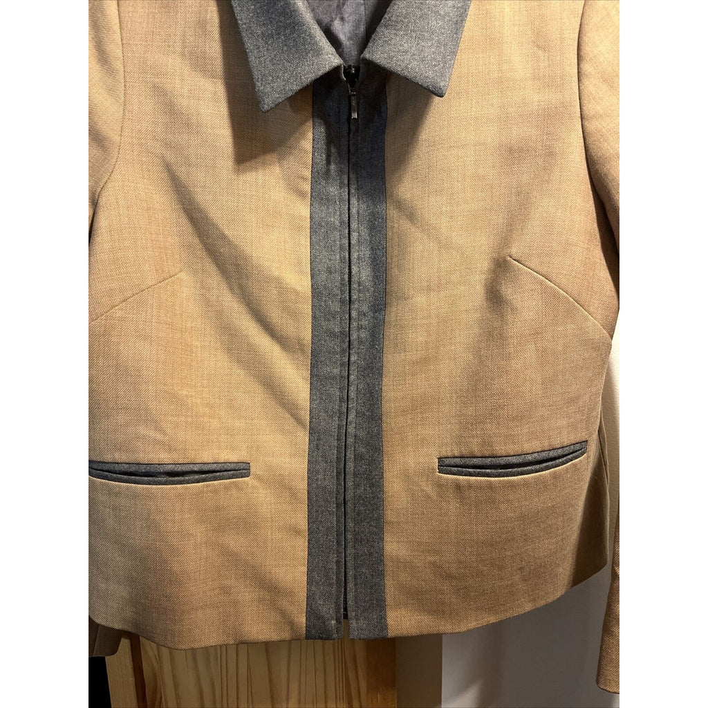 Pendleton Women’s 12 Petite Brown Virgin Wool Long Sleeve Full Zip Blazer Jacket