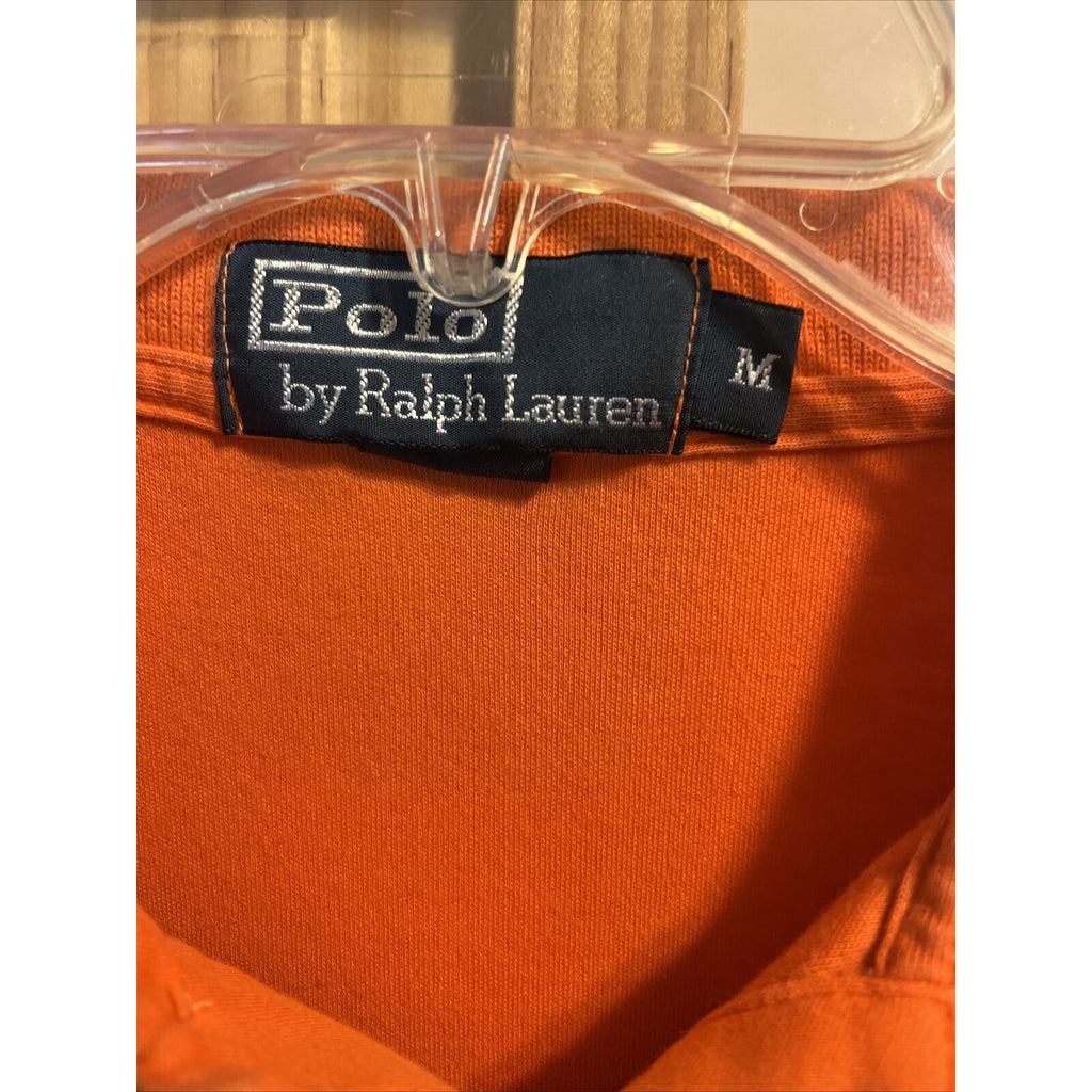 Polo Ralph Lauren Men’s M Orange Short Sleeve 1/4 Button Cotton Polo Shirt