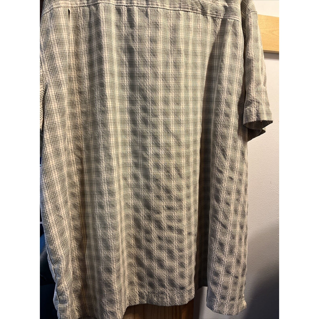 Columbia Sportswear Men’s XXL Beige Check Short Sleeve Button Down Cotton Shirt