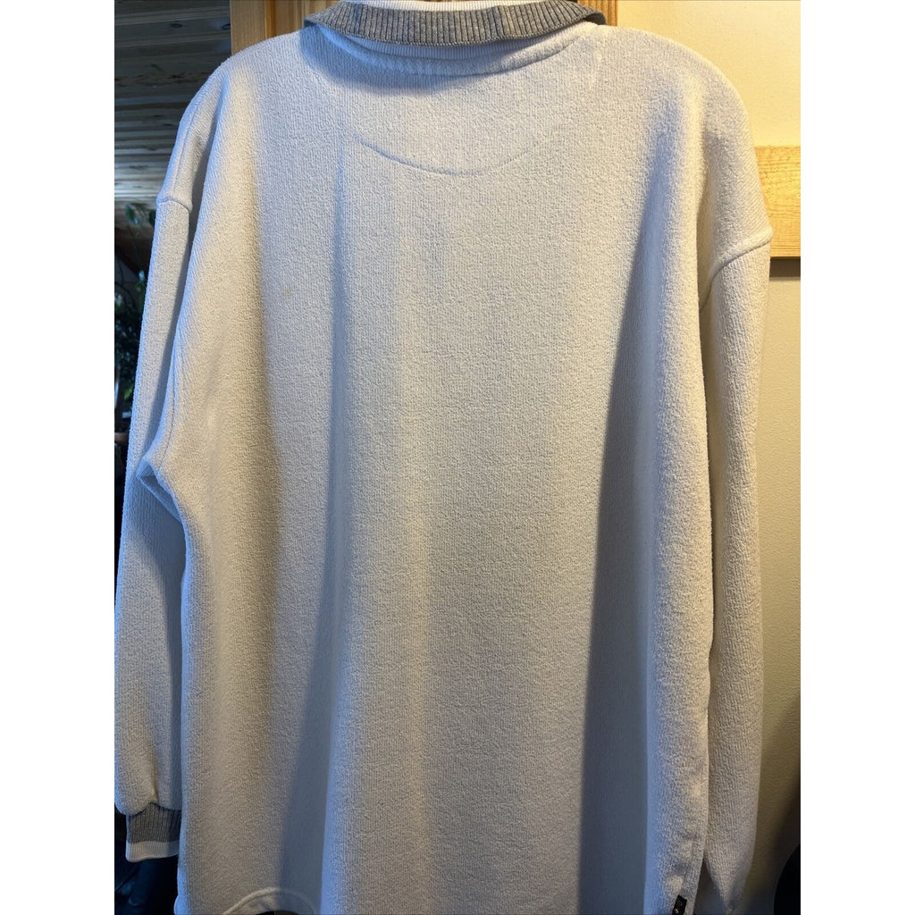 Renegade Club Vintage Men’s XL White Long Sleeve 1/4 Button Cotton Blend Sweater