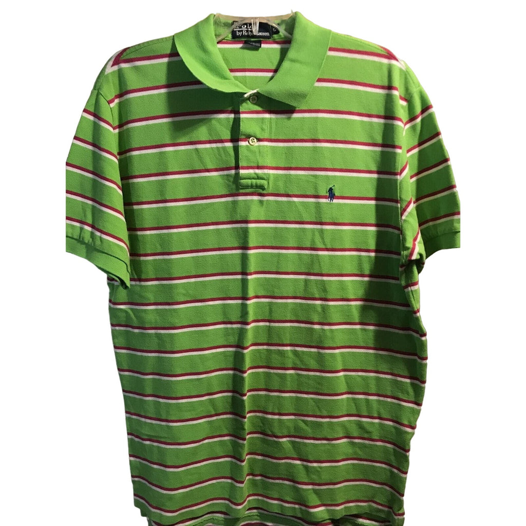 Ralph Lauren Polo Men L Green Short Sleeve 1/4 Button Pullover Cotton Polo Shirt