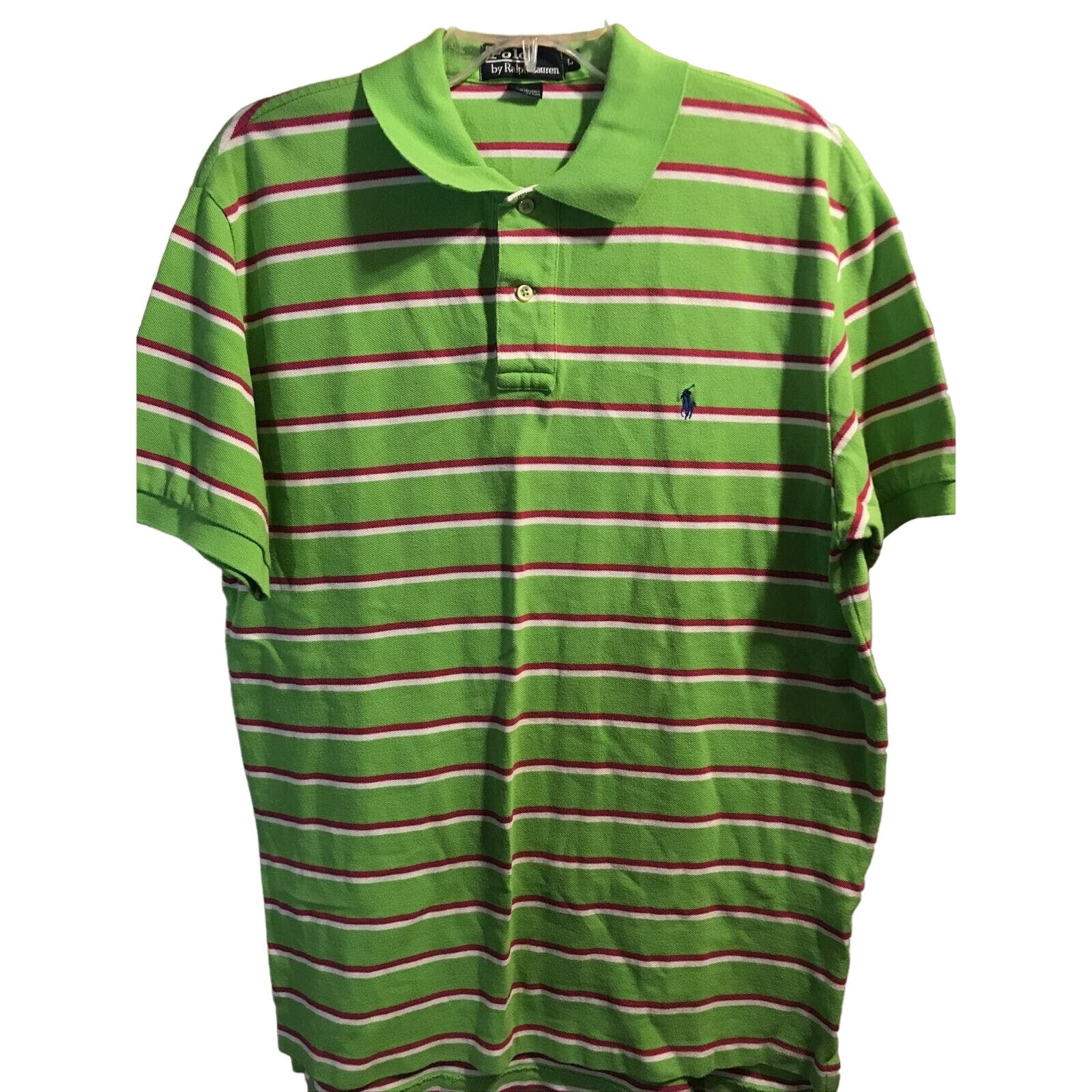 Ralph Lauren Polo Men L Green Short Sleeve 1/4 Button Pullover Cotton Polo Shirt