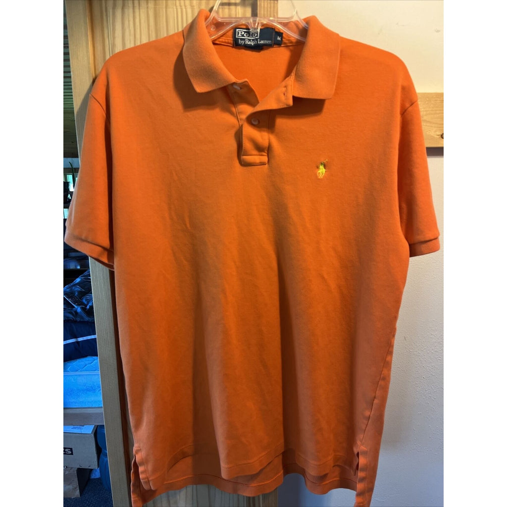 Polo Ralph Lauren Men’s M Orange Short Sleeve 1/4 Button Cotton Polo Shirt