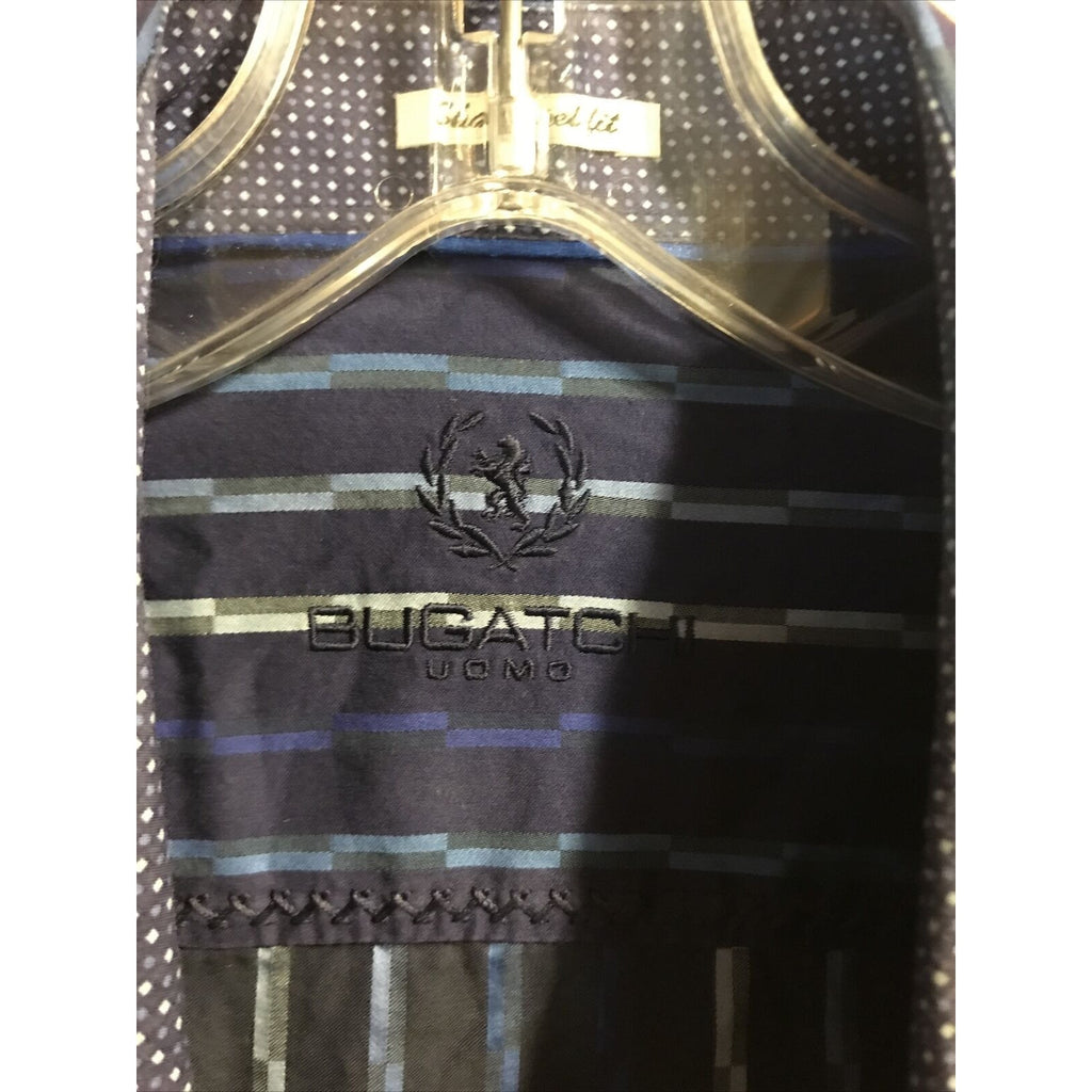 Bugatchi Uomo Men’s XXL Blue Striped Long Sleeve Button Down Cotton Shirt