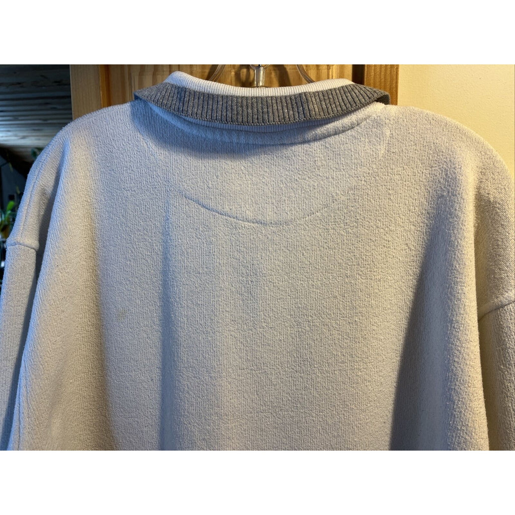 Renegade Club Vintage Men’s XL White Long Sleeve 1/4 Button Cotton Blend Sweater